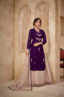 Grape Purple Sweet Heart Neck Stylish Kurta Lehenga Suit