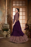 Smoky Grape and Dark Purple Long-Flared Gown Dress