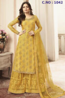 Gold Fusion Yellow Attractive Designer Salwar Suit In Jacquard silk