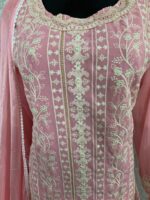 Light Pink Floral Crush Design Kurta Palazzo Suit In Georgette