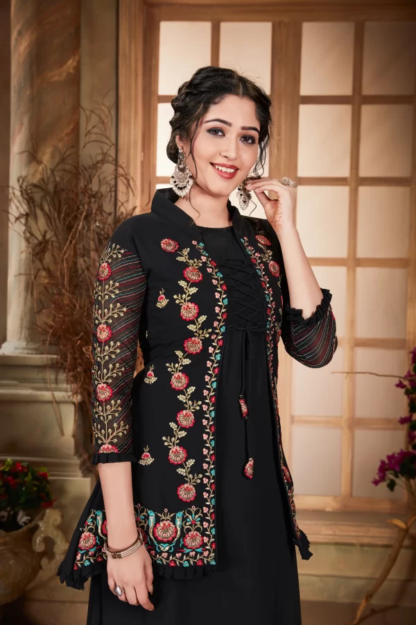 Buy Black Silk; Lining: Print Abstract Jacket With Gown For Women by Samant  Chauhan Online at Aza Fashions.