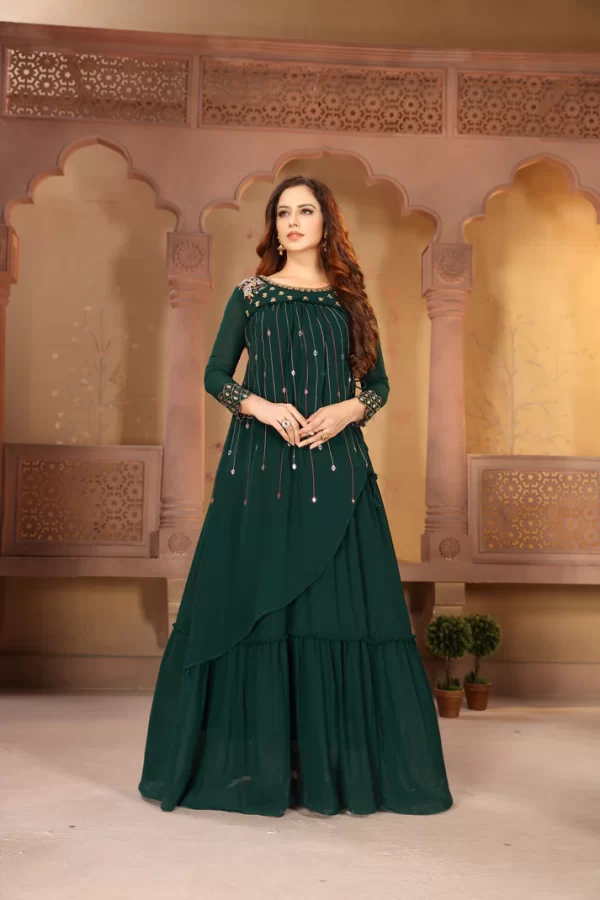 Buy Turquoise Green Silk And Net Gown Online for Party, Wedding - Kzari –  Kzari - The Design Studio