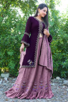 Grape Purple Designer Sleek and Modern Kurta Lehenga Suit
