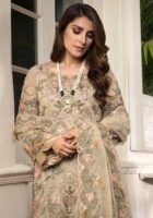 Flint Grey Round Neck Heavy Floral Work Salwar Kameez Pakistani Salwar Suit