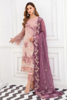 Zephyr Purple Boat Neck Embroidered Straight Dress-Salwar Kameez