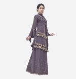 Dusty Purple High Neck Designer Flared Top Palazzo Suit