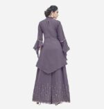 Dusty Purple High Neck Designer Flared Top Palazzo Suit