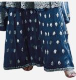 Rama Blue Embellished Florel Work Straight Salwar Set - Pakistani Suit