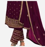 Dark Purple Heavily Embllished DesignPakistani  Kurta Palazzo Suit