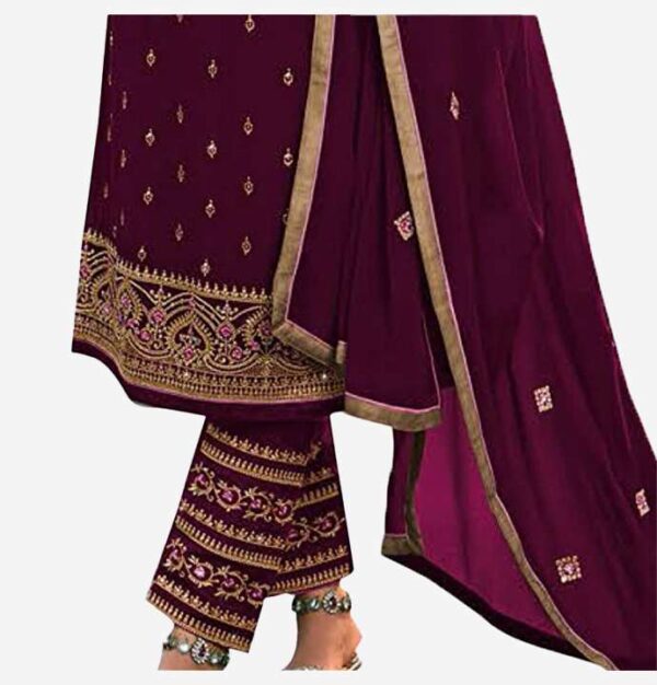 Dark Purple Heavily Embllished DesignPakistani  Kurta Palazzo Suit