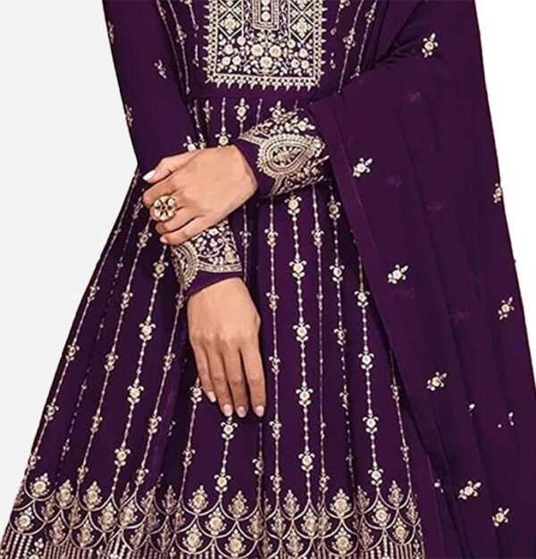 Grape Purple Pakistani Suit with Butti Work Kurta Sarara Set and A-line Top