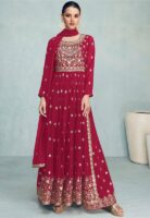Fuchsia Embroidered Georgette Pakistani Suit