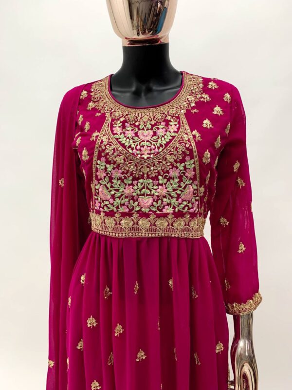 Fuchsia Embroidered Georgette Pakistani Suit