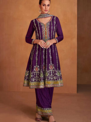 Purple Color Heavy Embroidered Sharara Set For Women