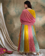 Yellow Embroidered Partywear Gown with Dupatta