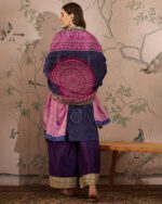 Purple Embroidered Chinon Straight Kurta Palazzo Set