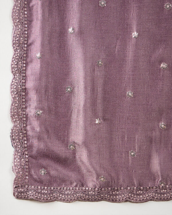 Purple Embroidered Chinon Anarkali Gown