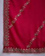 Pink Embroidered Chinon Straight Kurta Sharara Set