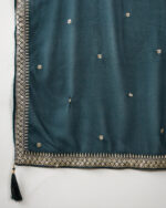 Rama Flared Kurta Palazzo Set with Embroidered Georgette Dupatta