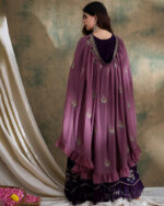 Purple Embroidered Faux Georgette Anarkali Gown with Dupatta