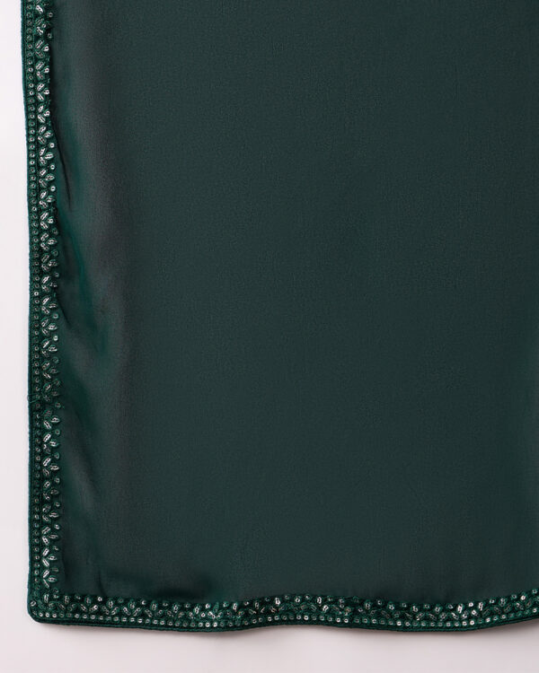 Elegant Green Embroidered Faux Georgette Anarkali Gown Set