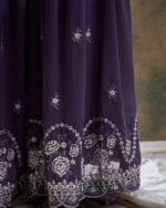 Purple Embroidered Faux Georgette Flared Lehenga with Kurta Set