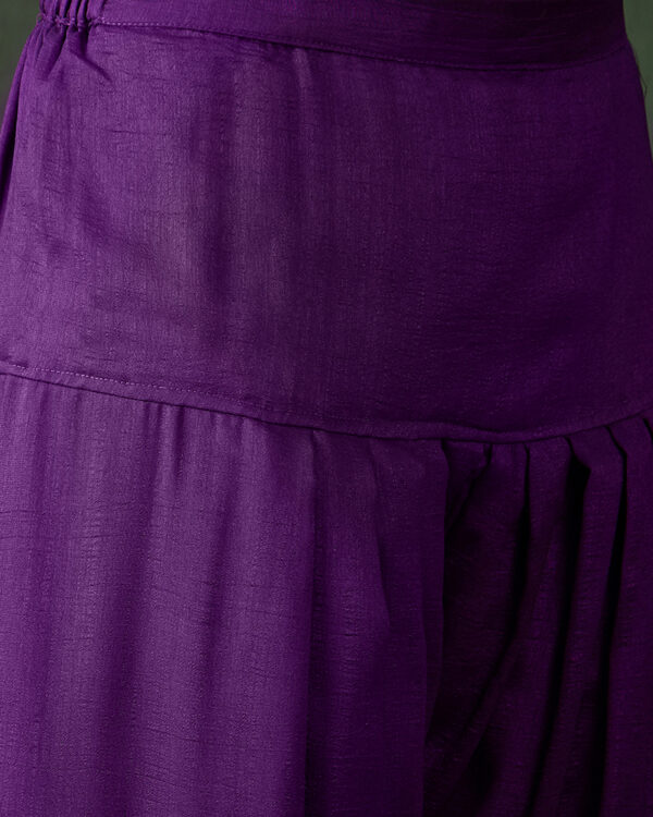 Purple Embroidered Chinon Flared Kurta Patiyala Set