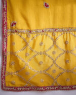 Yellow Embroidered Chinon Straight Kurta Palazzo Set