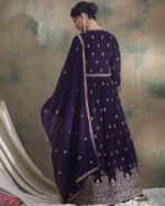 Purple Embroidered Faux Georgette Lehenga with Anarkali Top Set