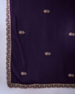 Purple Embroidered Faux Georgette Lehenga with Anarkali Top Set