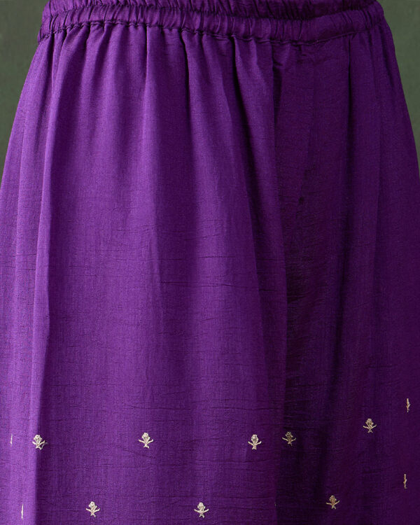 Pink/Purple Embroidered Vichitra Silk Straight Kurta Palazzo Set