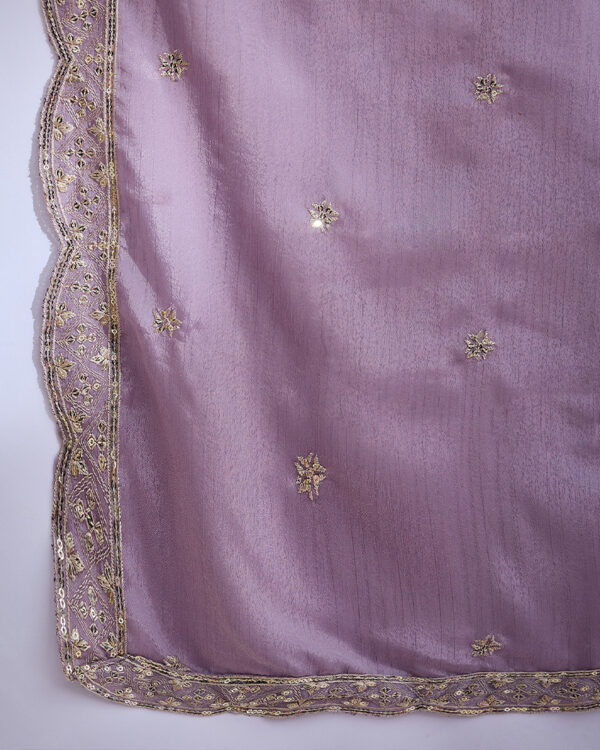 Light Purple Embroidered Chinon Straight Kurta Palazzo Set