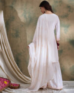 White Embroidered Chinon Straight Kurta Palazzo Set