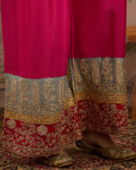 Pink Embroidered Chinon Straight Kurta Palazzo Set