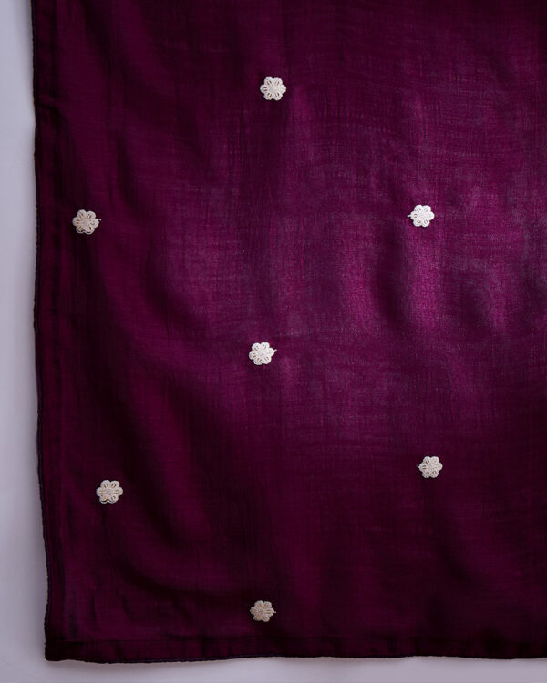 Purple Embroidered Vichitra Silk Anarkali Gown with Lehenga Set