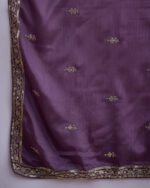 Purple Embroidered Chinon Anarkali Kurta Palazzo Set