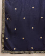 Blue Embroidered Chinon Straight Kurta Palazzo Set