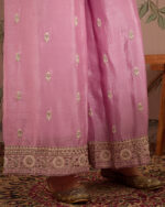 Light Pink Embroidered Chinon Anarkali Kurta Palazzo Set