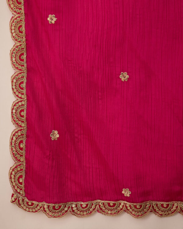 Pink Embroidered Chinon Straight Kurta Palazzo Set