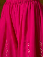 Elegant Pink Faux Georgette Kurta Palazzo Set with Embroidered Lace Dupatta