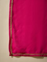 Elegant Pink Faux Georgette Kurta Palazzo Set with Embroidered Lace Dupatta