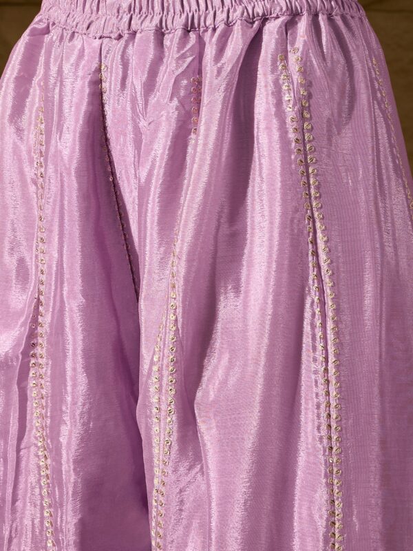 Light Pink Embroidered Kurta Palazzo Set - Chinon Fabric with Dupatta