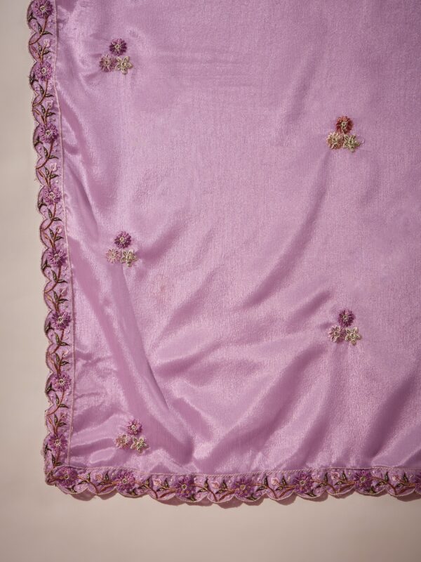 Light Pink Embroidered Kurta Palazzo Set - Chinon Fabric with Dupatta