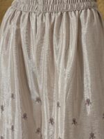 Light Grey Embroidered A-Line Kurta Palazzo Set with Lace Dupatta