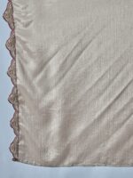 Light Grey Embroidered A-Line Kurta Palazzo Set with Lace Dupatta