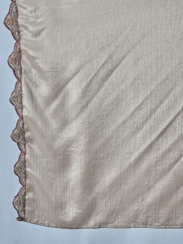 Light Grey Embroidered A-Line Kurta Palazzo Set with Lace Dupatta