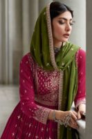 Pink Embroidered Georgette Kurta Sharara Set with Lace Dupatta - Women's Ethnic