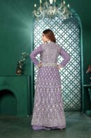 Light Purple Anarkali Kurta Lehenga Set with Lace Dupatta - Women's Ethnic
