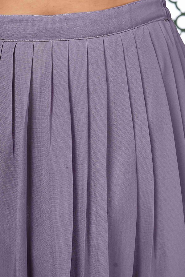 Light Purple Anarkali Kurta Lehenga Set with Lace Dupatta - Women's Ethnic