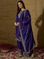 Elegant Purple Embroidered Kurta Sharara Set – Chinon Fabric with Santoon Lining
